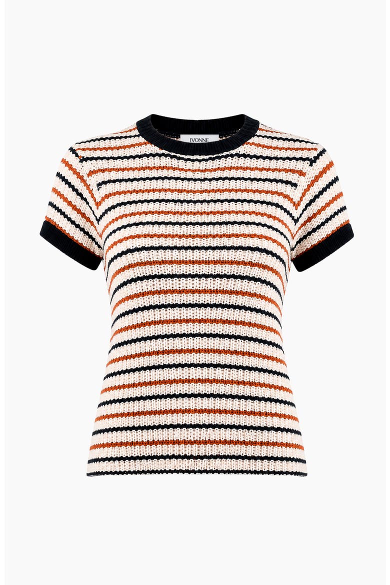 Striped Knit Crewneck Blouse, Alternate, color, Ivory