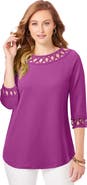 Jessica London Stretch Cotton Lattice Boatneck Tunic