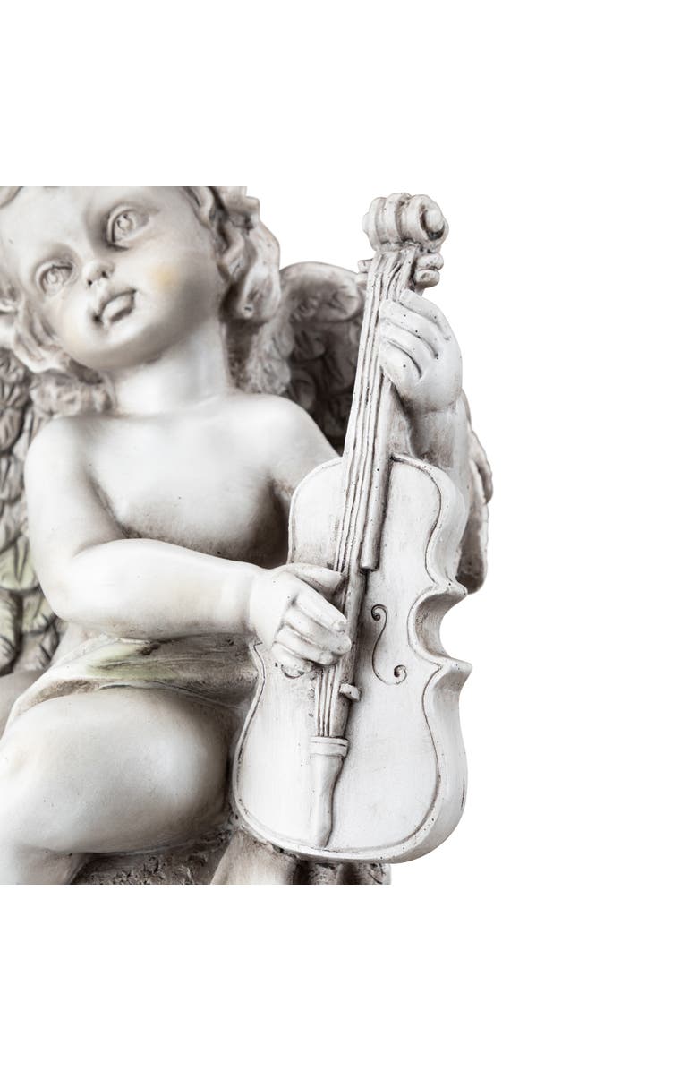 Northlight 14.75" Set of 2 Cherub Angels with Instruments Outdoor Garden Statues, Alternate, color, Gray