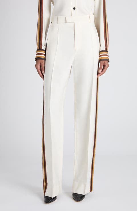 【関税&送料込】Bottega Veneta Straight-Leg Pants In Lightwe Beige Belted pleated cotton-blend straight-leg pants