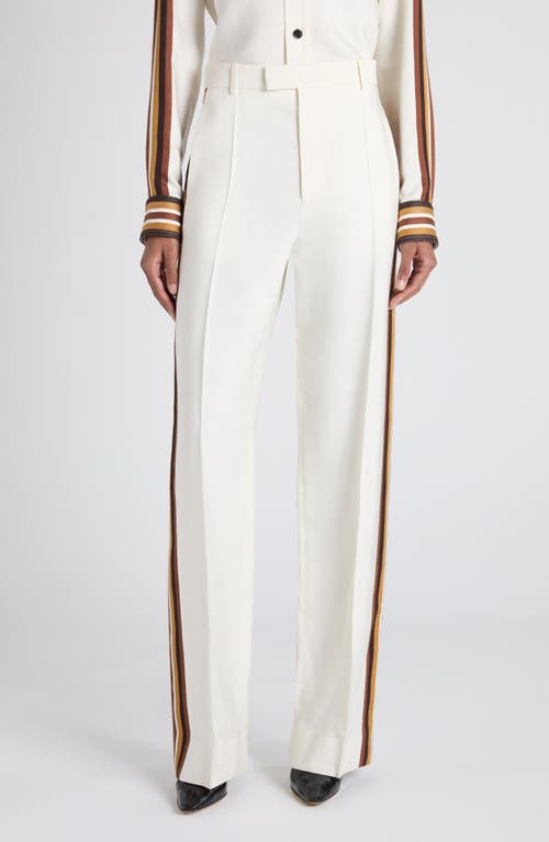 Bottega Veneta Sport Stripe Straight Leg Trousers In White