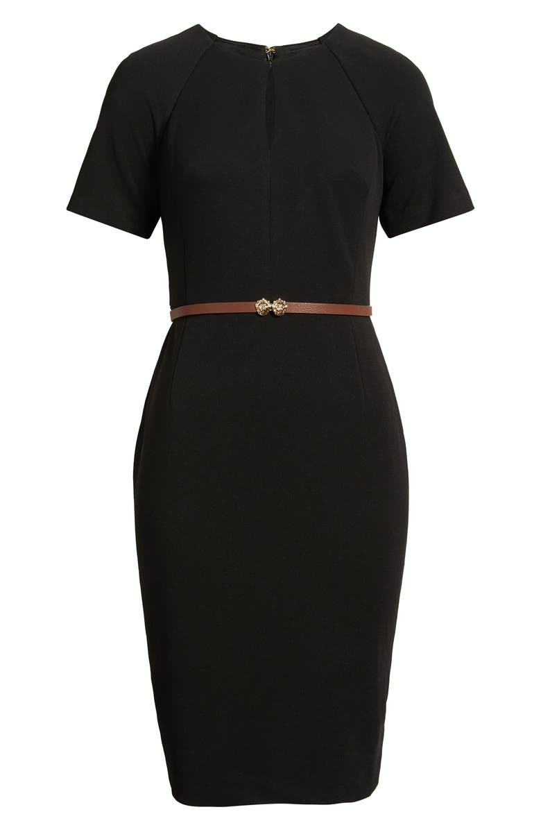 Anne Klein Keyhole Belted Sheath Dress, Main, color,