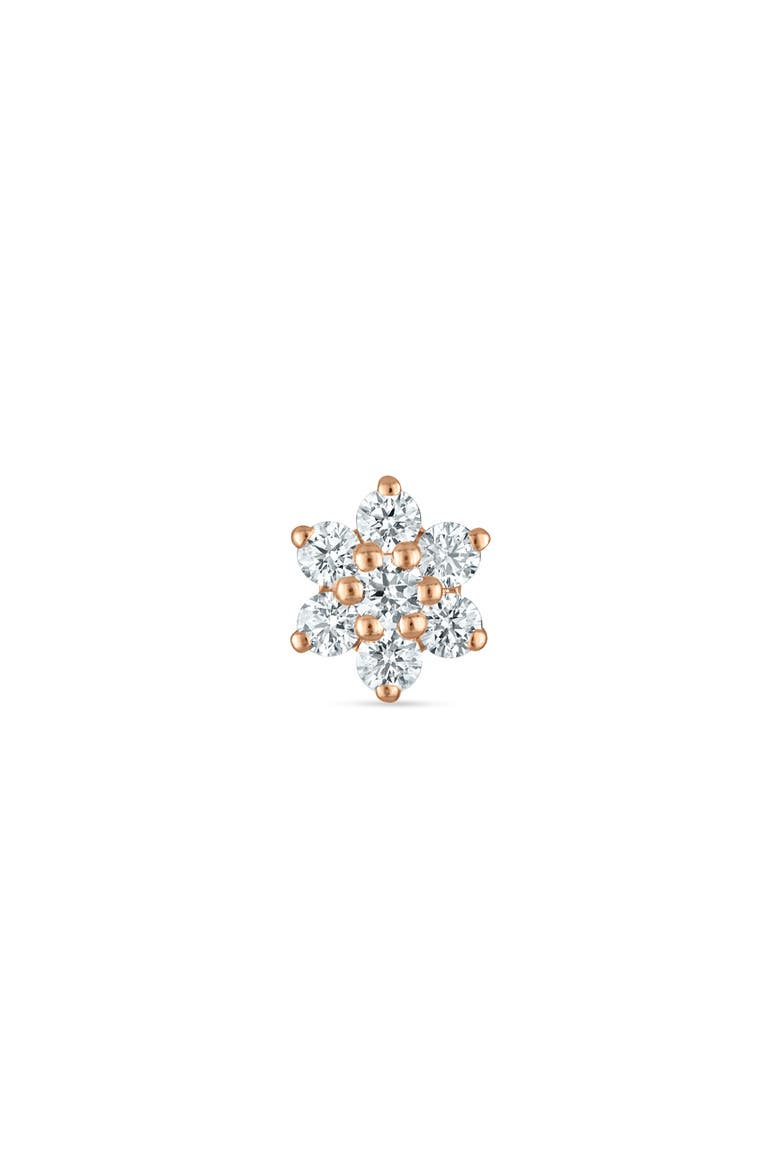 Diamond Flower Threaded Stud Earring, Alternate, color, ROSE GOLD