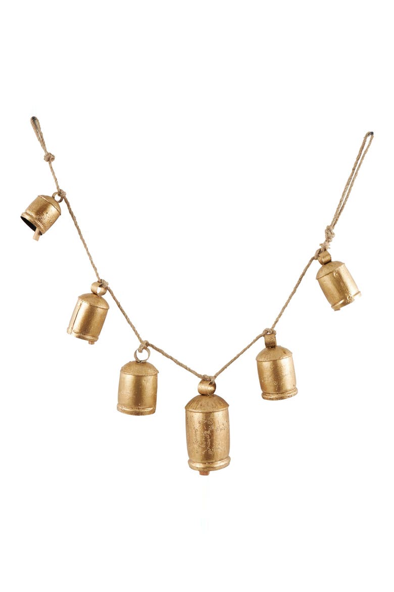 Bohemian Metal Cow Bell Garland, Alternate, color, GOLD
