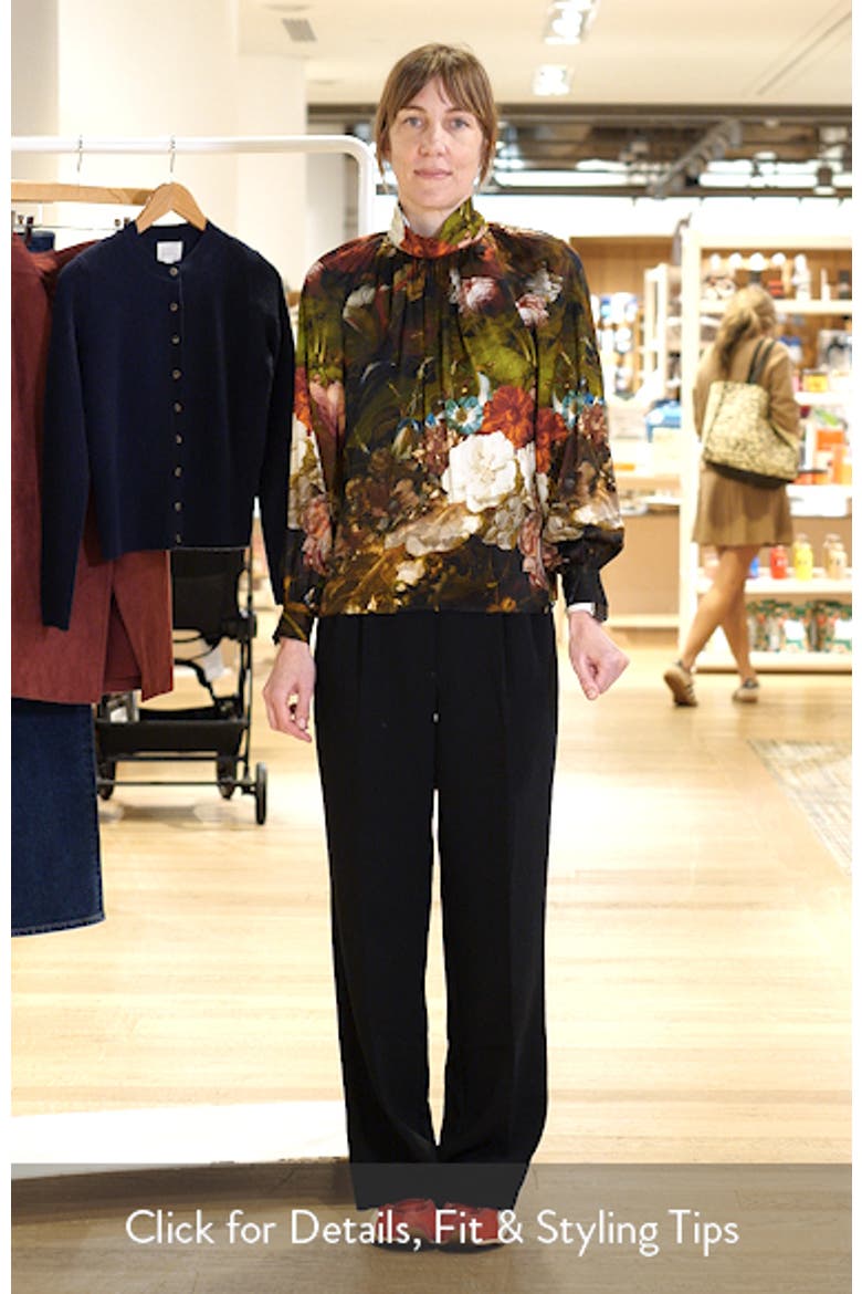 Vivian Floral Print Silk Blend Mock Neck Top video
