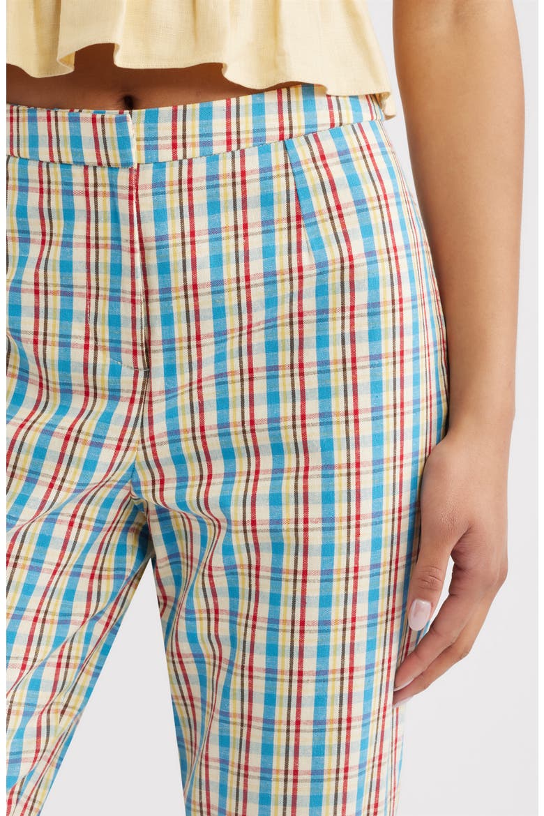 Iria Check Cotton & Linen Capri Pants, Alternate, color, SOFIA CHECK