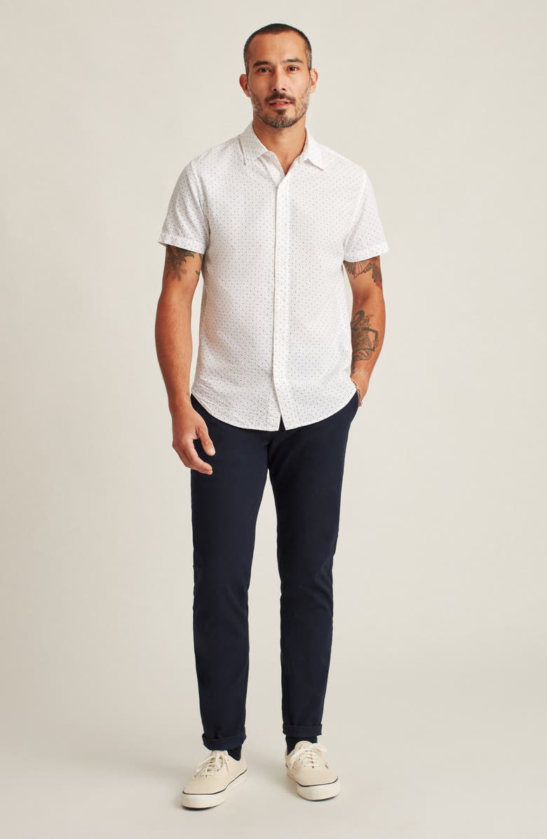 Bonobos Riviera Slim Fit Dot Short Sleeve Seersucker Button-Up Shirt, Alternate, color, Miller Cove Dot
