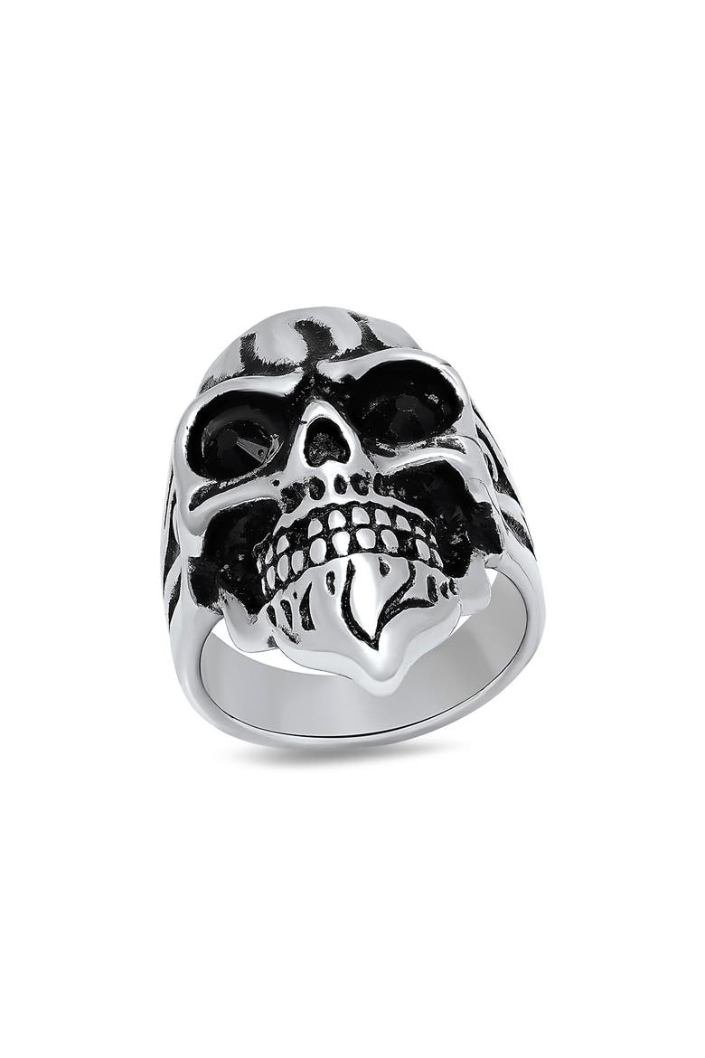 Men's Skull Ring, Main, color, METALLIC SILVER