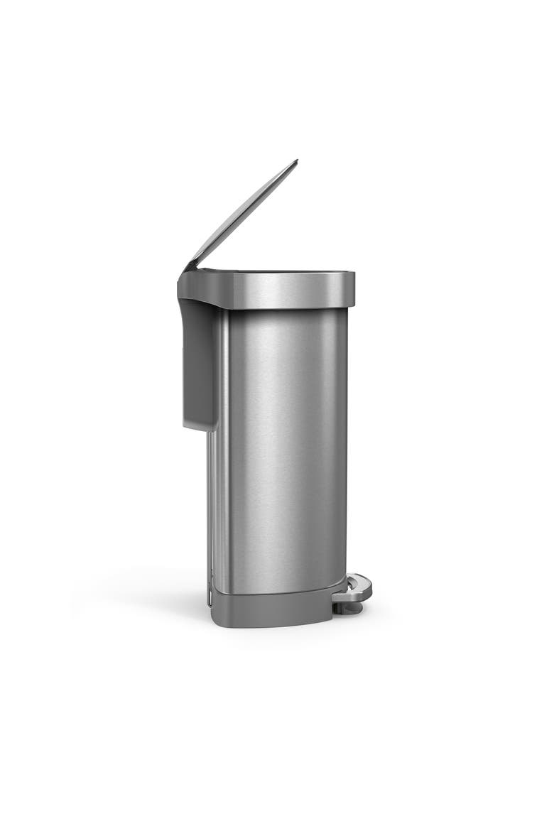 45L semi-round step can with liner pocket, brushed stainless steel, Alternate, color, Brushed