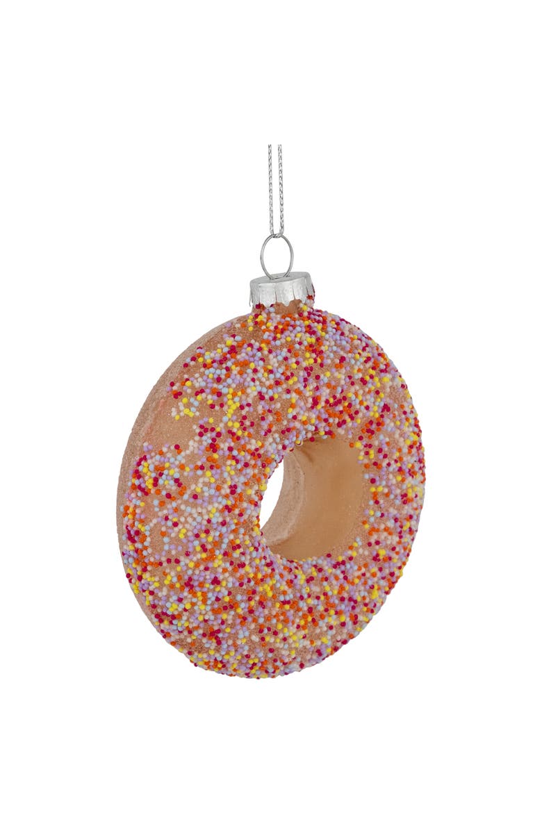 Northlight 4.75" Pink Frosted Doughnut Glass Christmas Ornament, Alternate, color, 