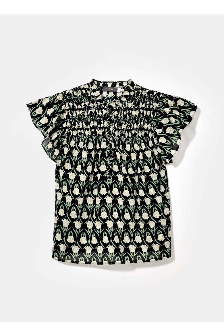 Print Cotton Blouse, Alternate, color, Black