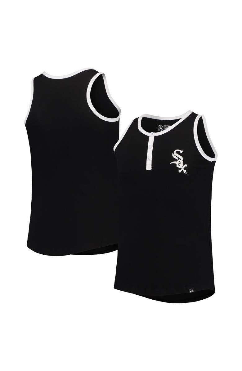 New Era Girls Youth New Era Black Chicago White Sox Henley Tank Top, Main, color, Black