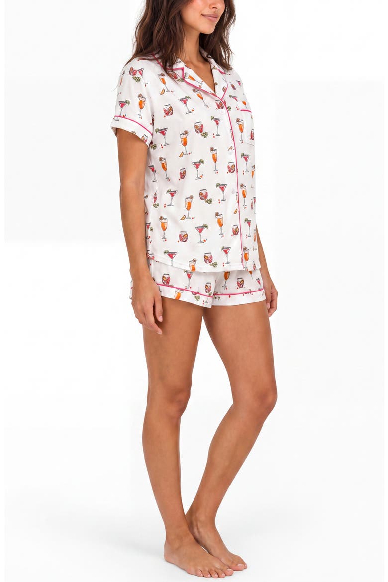Soft Jersey Notch Short Pajamas, Alternate, color, COCKTAIL WHITE