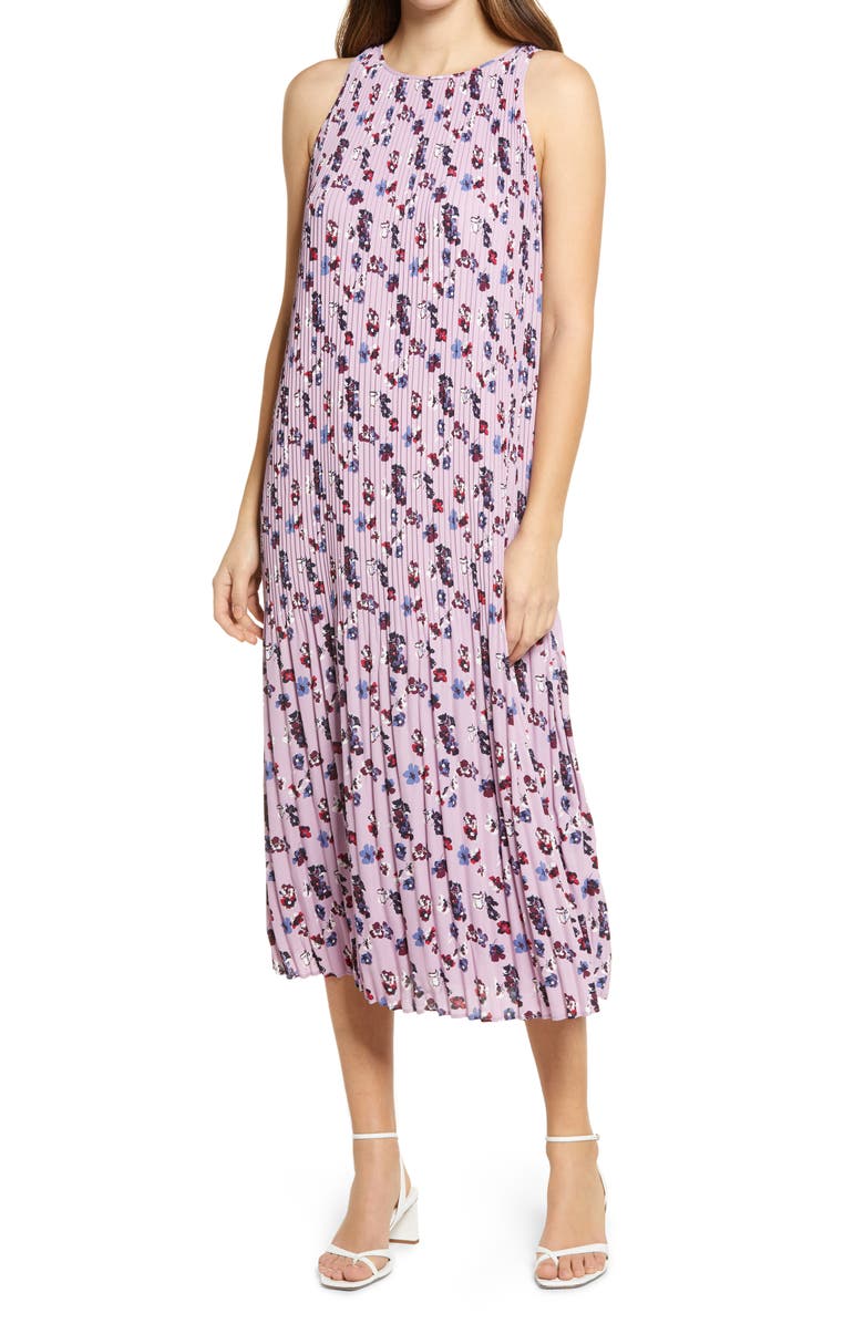 Halogen<sup>®</sup> Sleeveless Pleated Dress, Main, color,