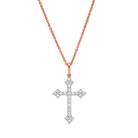 Lumina 14k Gold 0.33 Ct Natural Diamond Cross Pendant Necklace