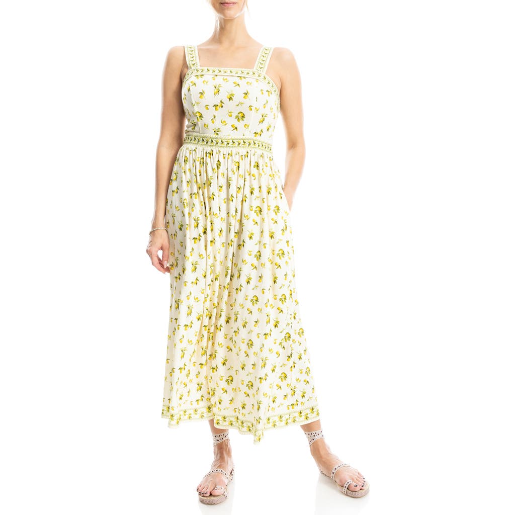 Max Studio Print Fit & Flare Maxi Dress In Natural Lemon Harvest