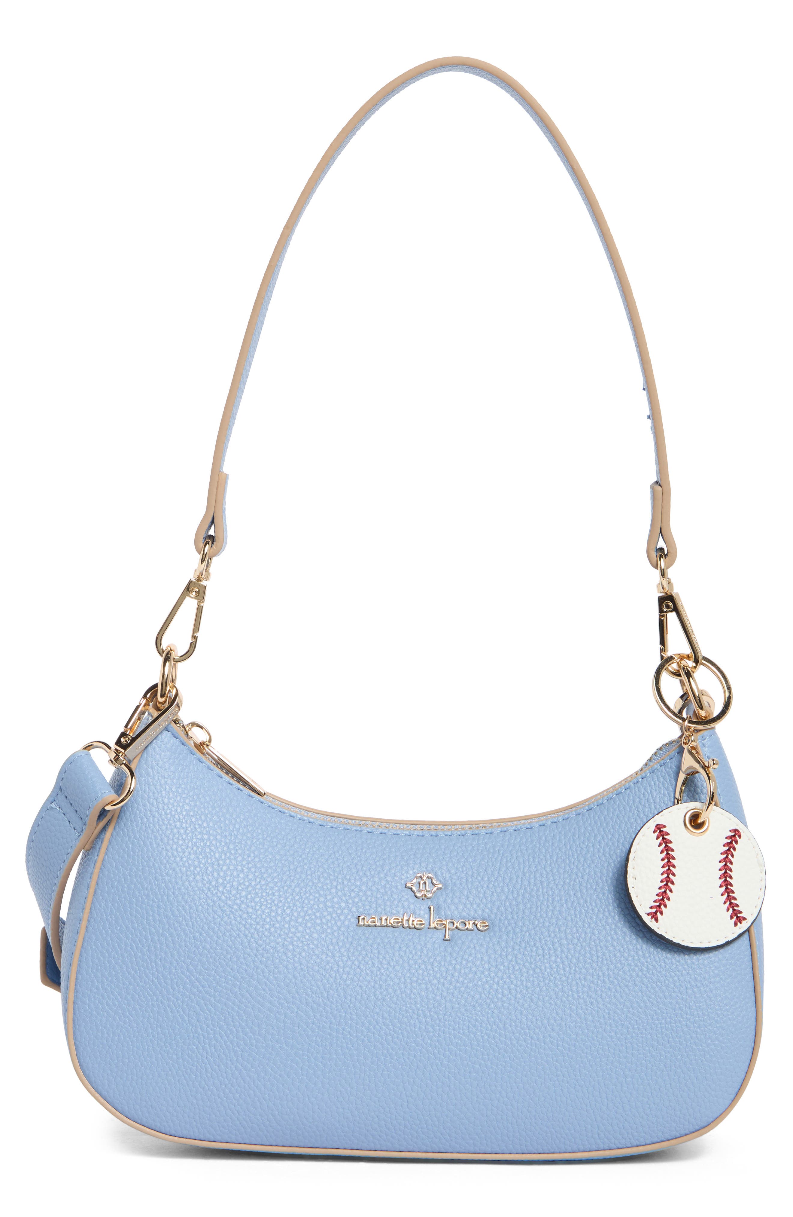 Nanette Lepore Convertible Faux Leather Baguette Shoulder Bag, Main, color, Cornflower Blue