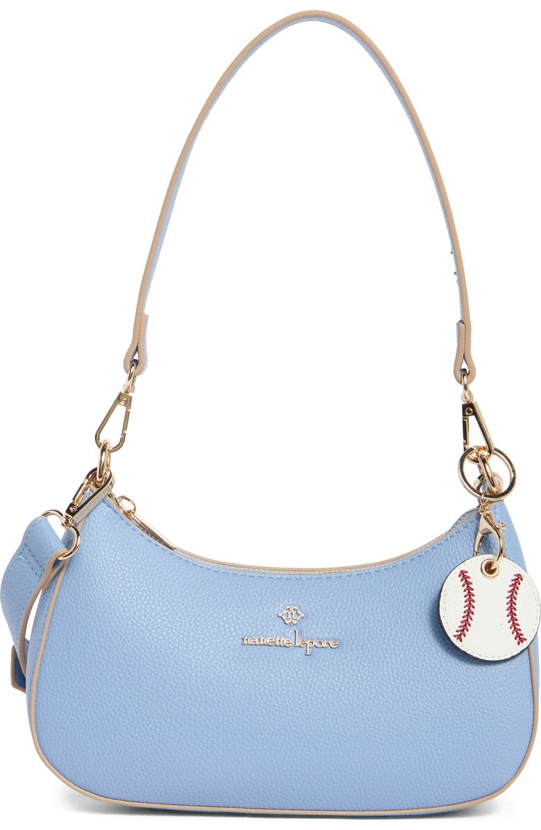 Nanette Lepore Convertible Faux Leather Baguette Shoulder Bag, Main, color, Cornflower Blue