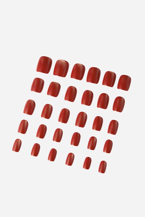 Never Have I Ever Basic But Make It Boss Square Press On Nails In Red