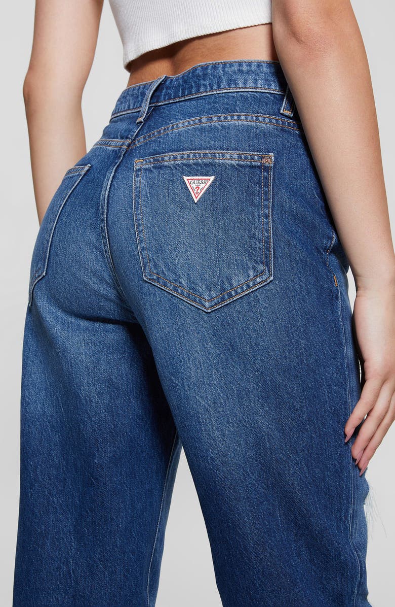 GUESS Relaxed Fit Ripped Straight Leg Jeans, Alternate, color, 