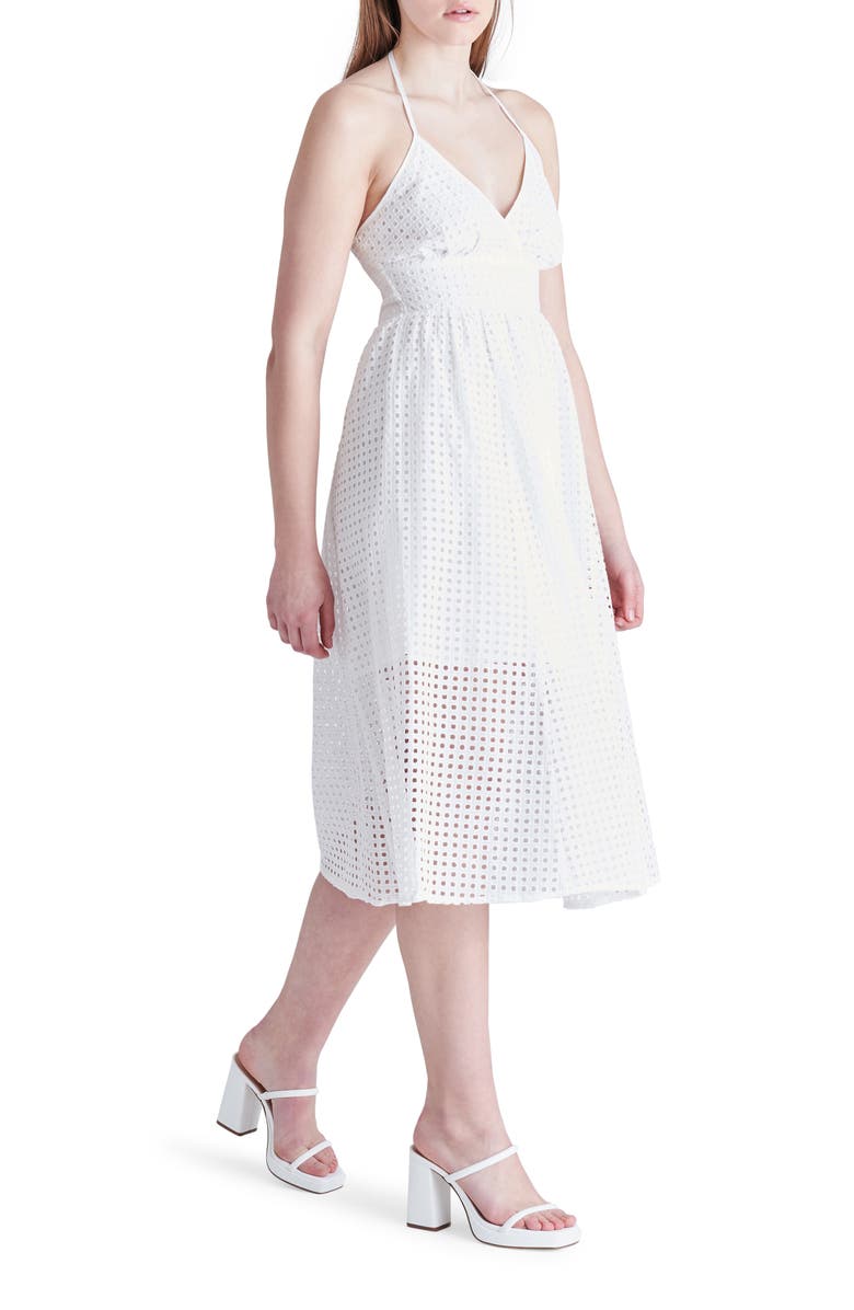 Steve Madden Denise Eyelet Cotton Halter Midi Dress, Alternate, color, 