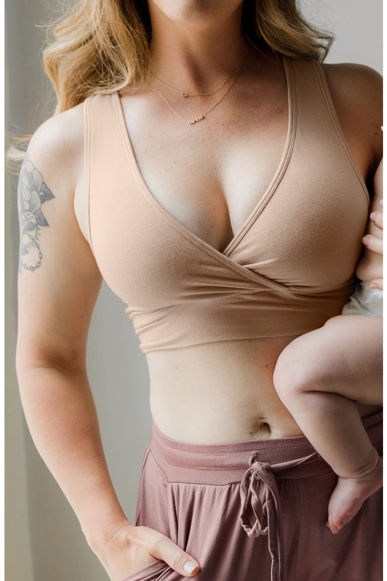 Busty French Terry Racerback Nursing & Sleep Bra - Fits Sizes 30E-46H, Alternate, color, BEIGE