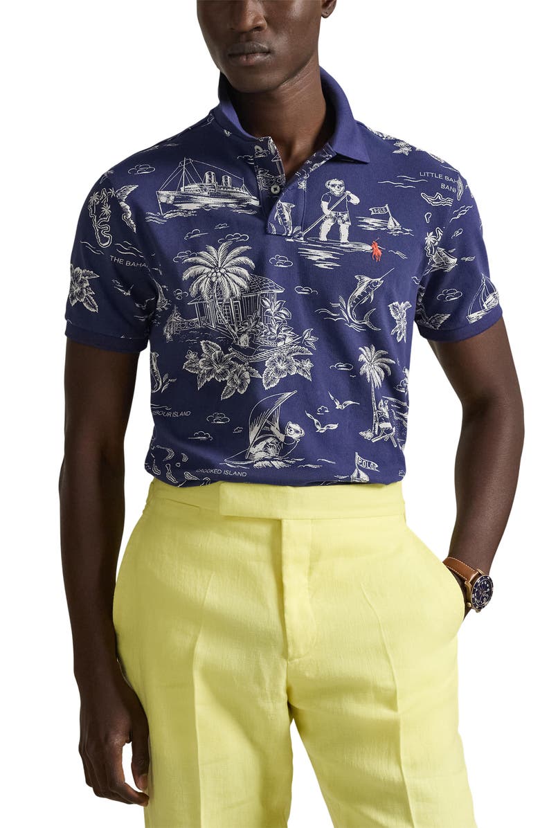 Polo Ralph Lauren Classic Fit Polo Bear Print Cotton Piqué Polo, Main, color, Harbor Island Bear-Boathouse