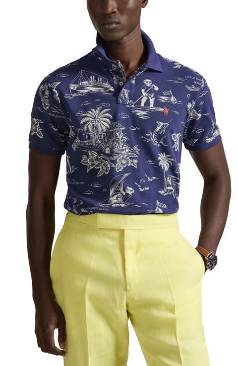 Classic Fit Polo Bear Print Cotton Piqué Polo
