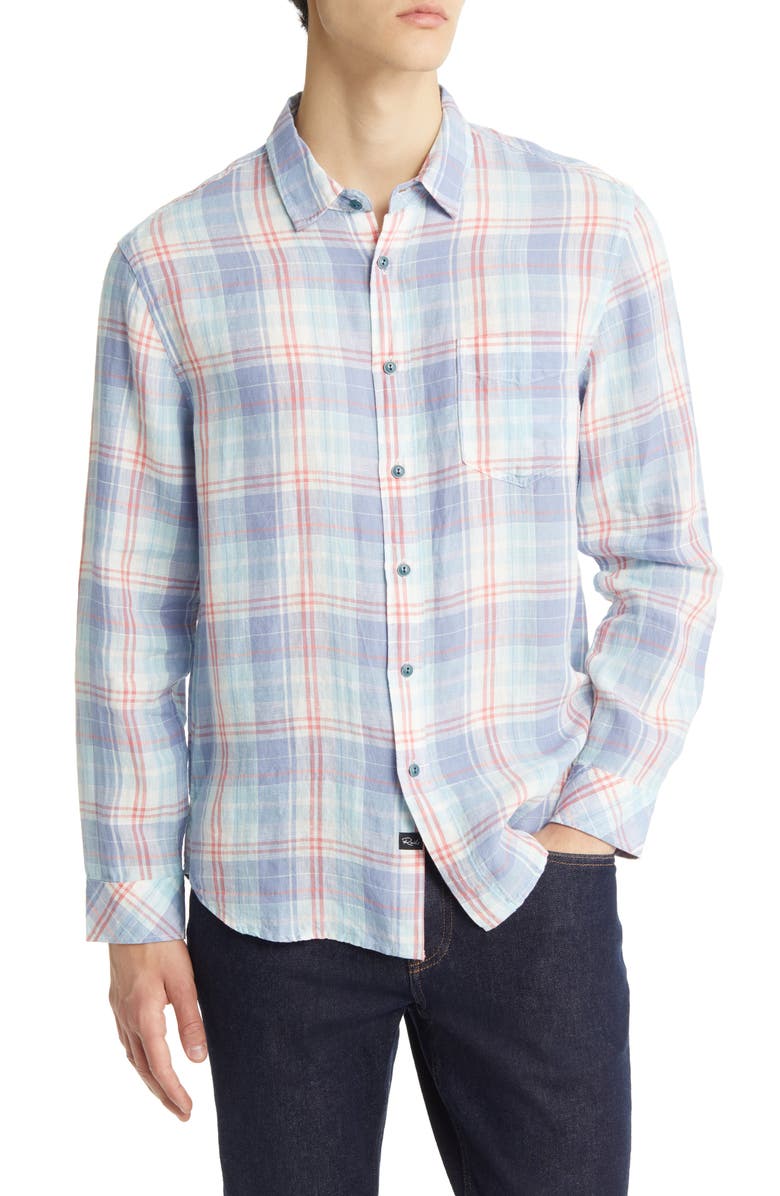 Rails Havana Plaid Linen Button-Up Shirt, Main, color, 