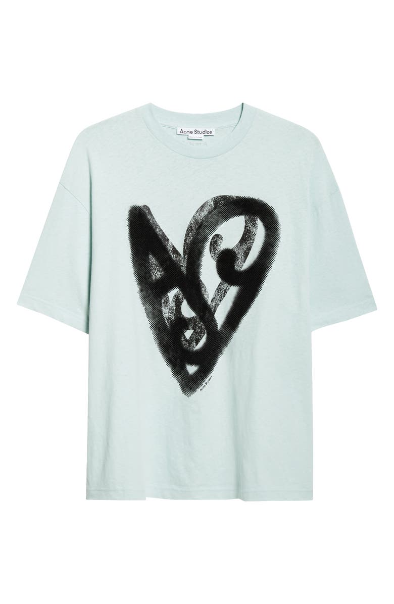 Acne Studios Heart Logo Cotton & Hemp Graphic T-Shirt, Alternate, color, Sea Foam Green
