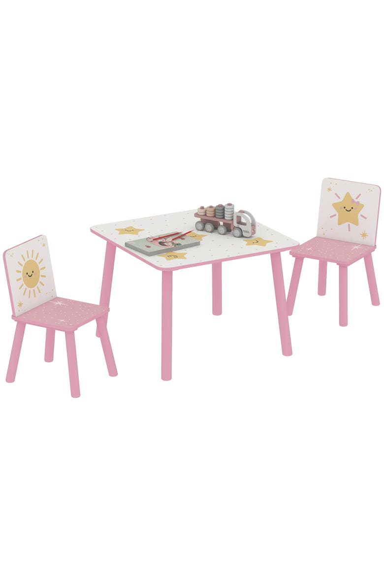 3-Piece Kids Table & Chairs Set, Bedroom/Nursery/Playroom, Main, color, Pink