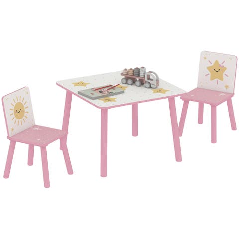 3-Piece Kids Table & Chairs Set, Bedroom/Nursery/Playroom