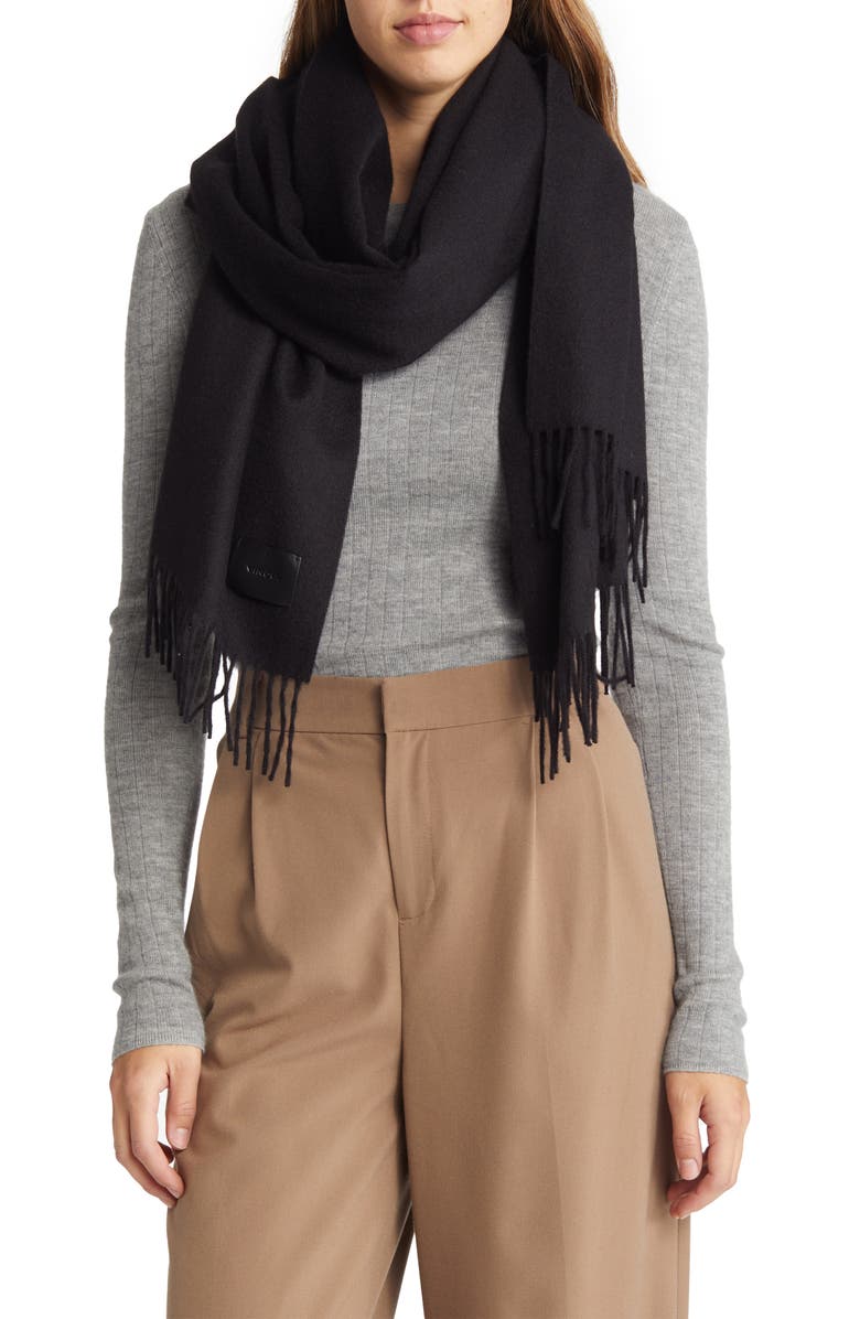 Vince Milled Fringe Trim Merino Wool Wrap, Main, color,