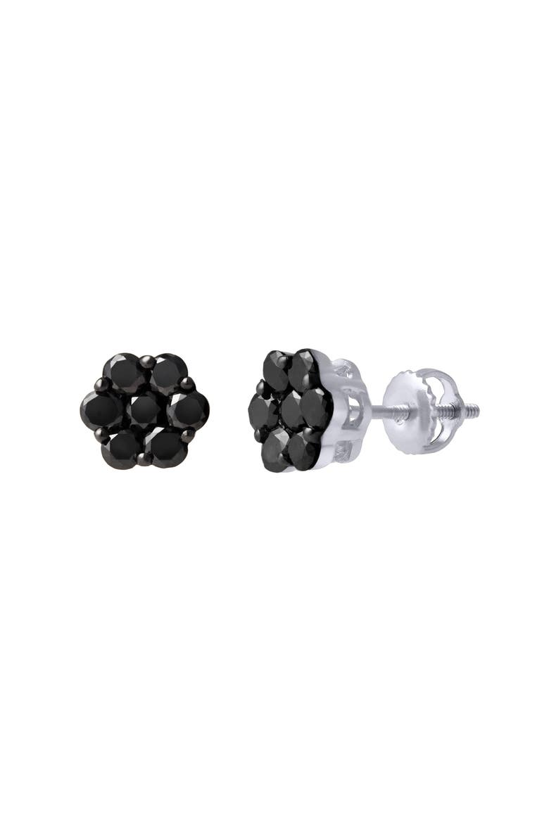 Nova 0.75 Cts Black Diamond Cluster Studs 10K Gold Earrings, Alternate, color, 10K White Gold
