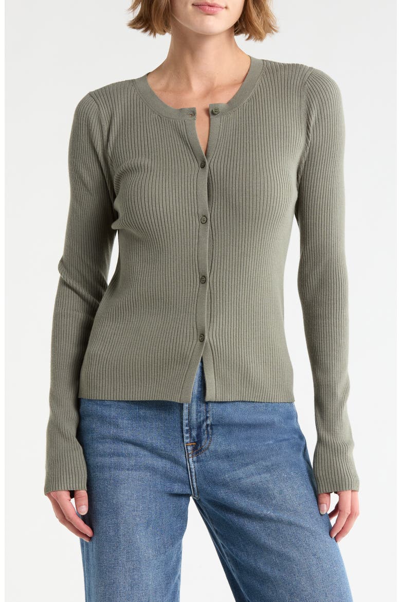 Jette Long Sleeve Cardigan, Main, color, OLIVE GREEN