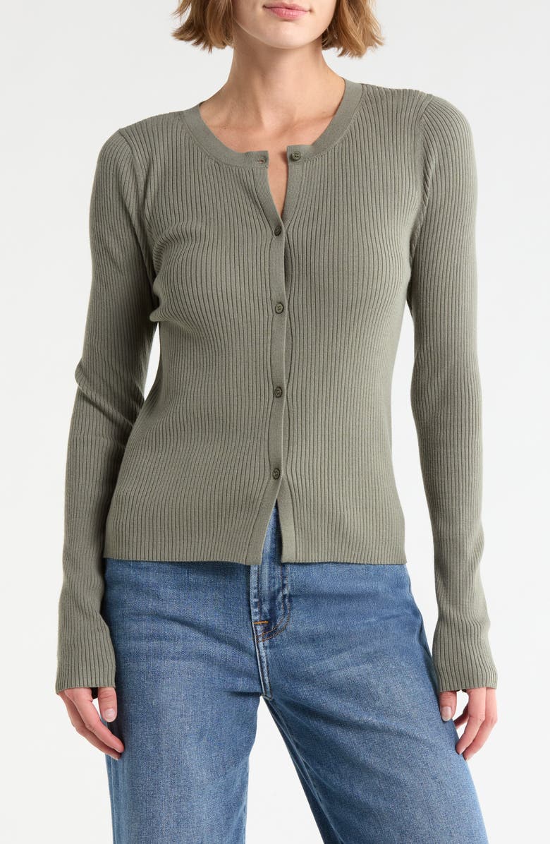 Splendid Jette Long Sleeve Cardigan, Main, color, Olive Green