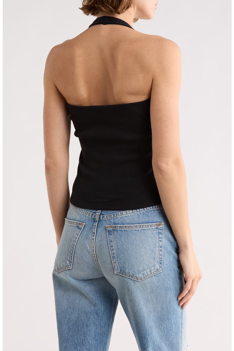 Grommet Halter Top, Alternate, color, BLACK