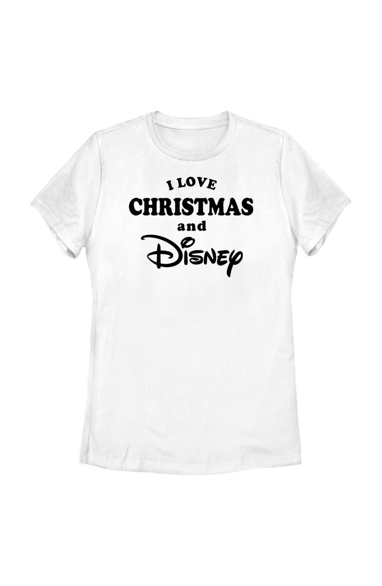 Disney Women's Disney I Love Christmas Logo Graphic T-Shirt, Main, color, White
