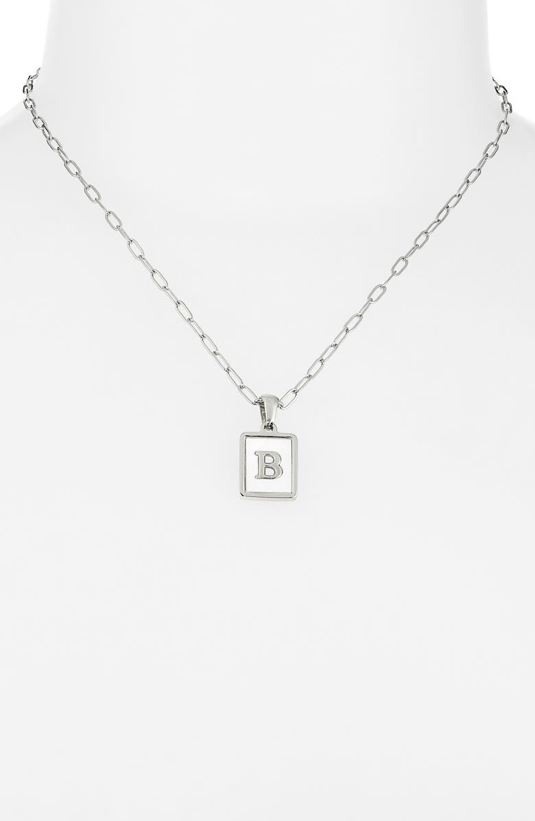 THE SIS KISS Ocean Drive Initial Pendant Necklace, Alternate, color, Silver B