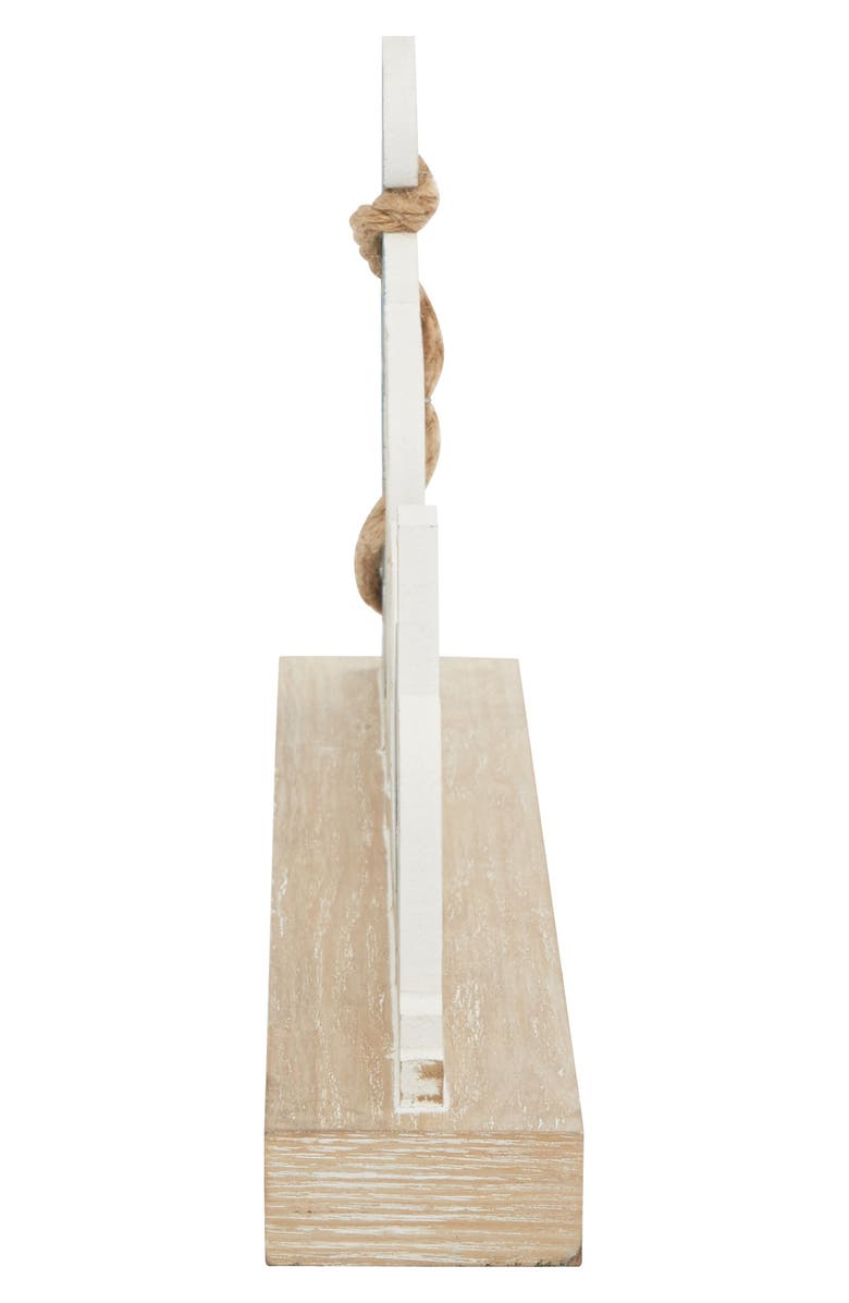 WILLOW ROW Brown Wood Beach Anchor Decorative Sign with Rope Detail, Alternate, color,