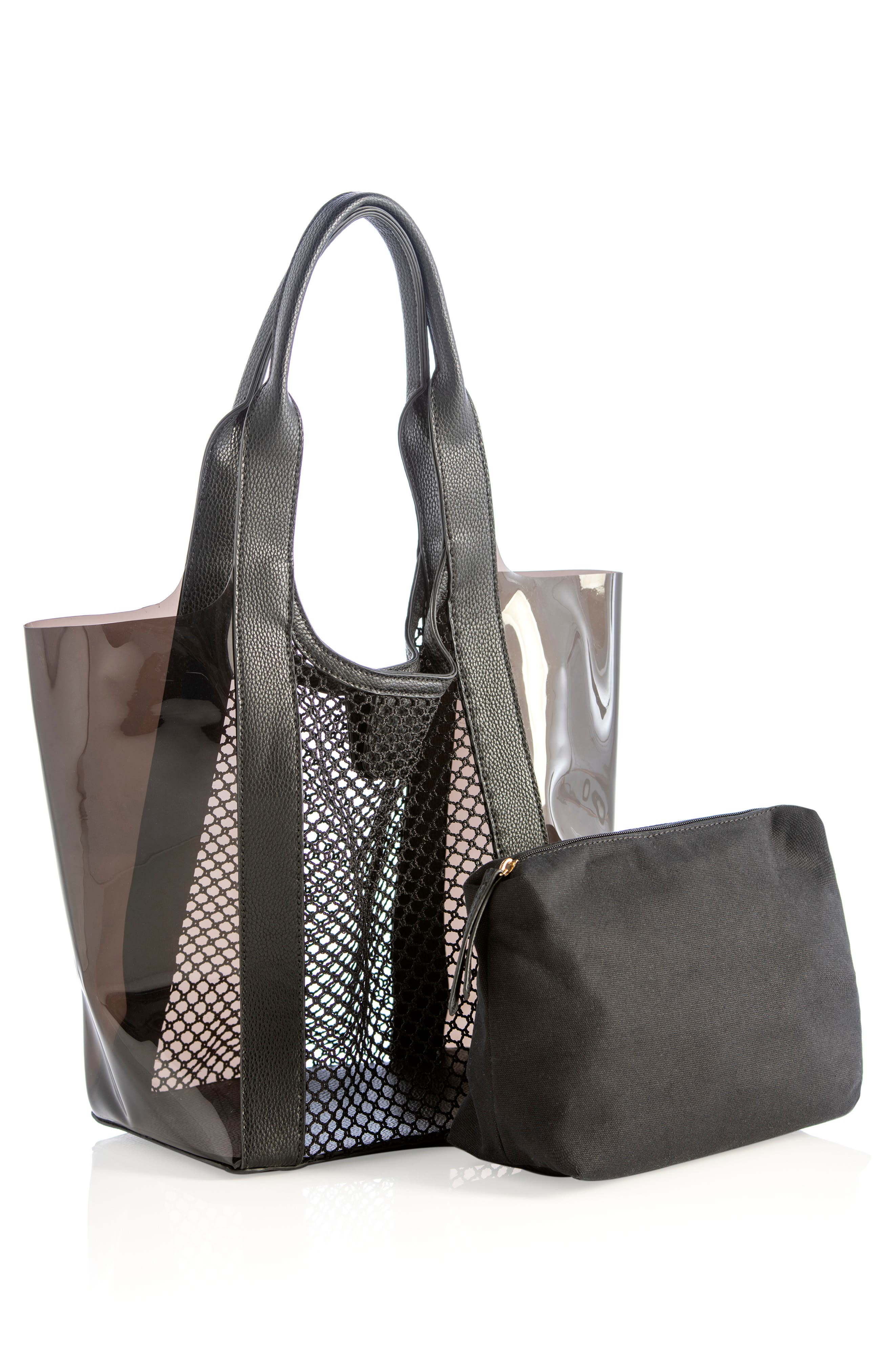 Shiraleah Valery Mesh Panel Transparent Tote, Alternate, color, 