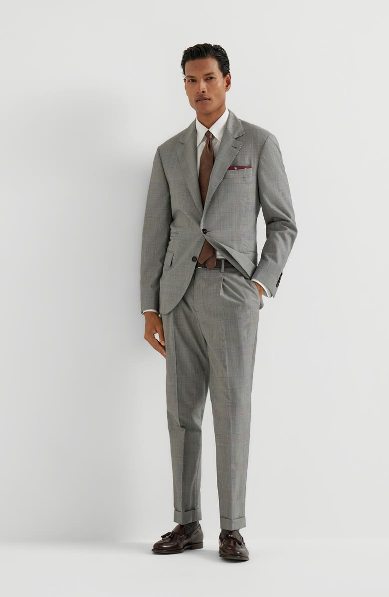 Brunello Cucinelli Prince of Wales blazer, Alternate, color, Grey