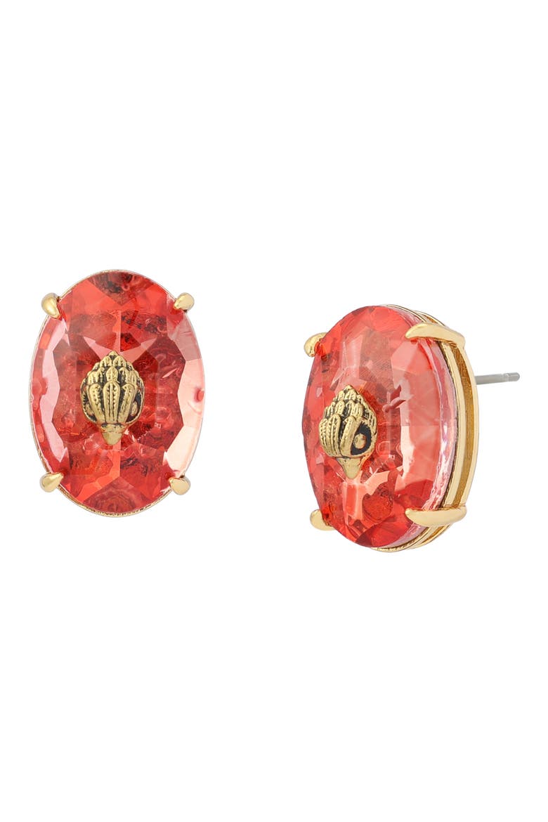 Oval Gemstone Eagle Stud Earrings, Main, color, PINK MULTI