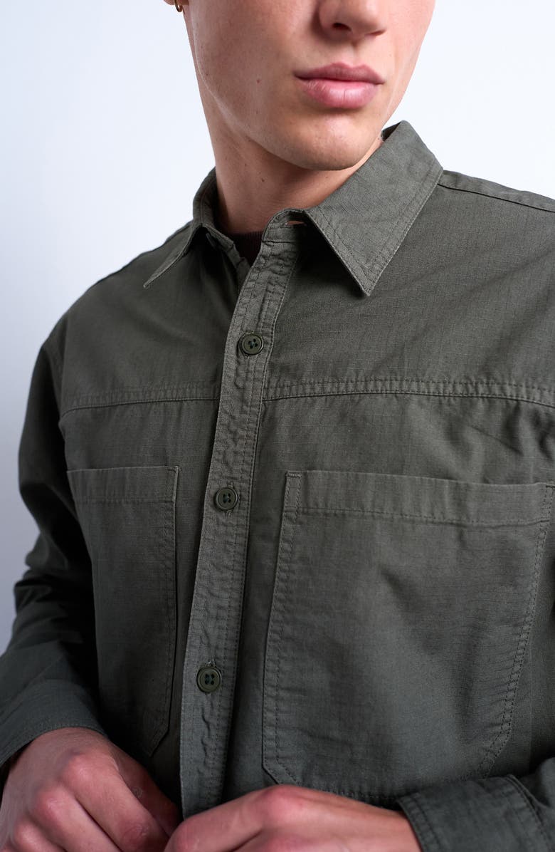 Topman Regular Fit Ripstop Button-Up Shirt, Alternate, color, Khaki