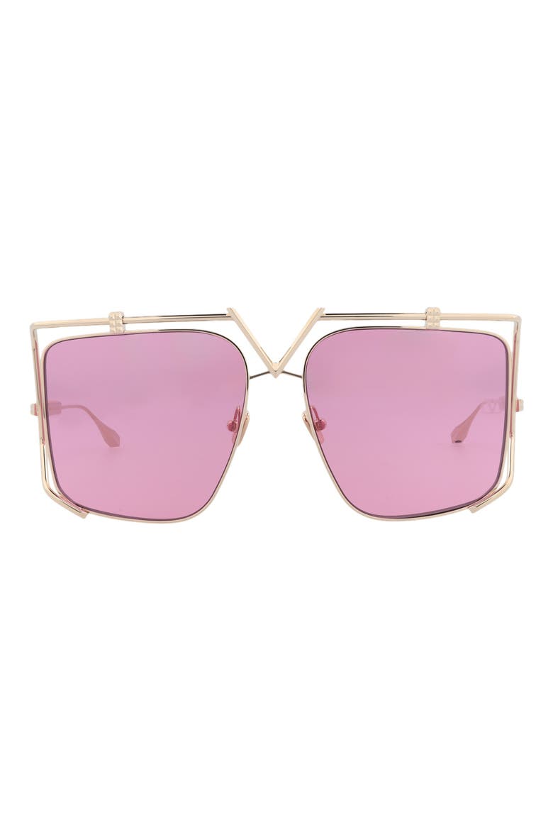 59mm Square Sunglasses, Main, color, GOLD GOLD PINK
