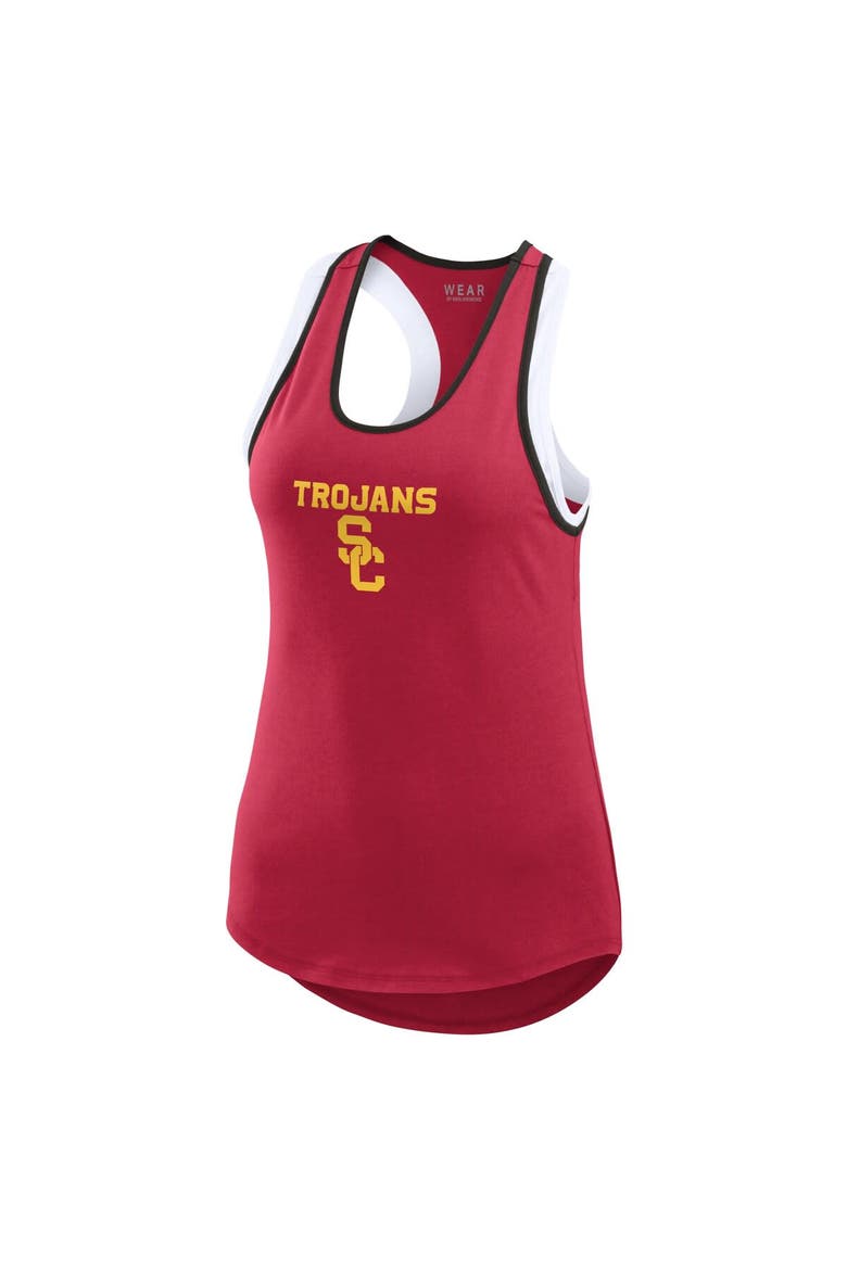 Women's WEAR by Erin Andrews Cardinal USC Trojans Open Hole Razorback Tank Top, Alternate, color, Crimson