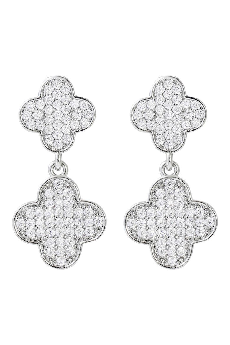 Clover Drop Earrings & Necklace Set, Alternate, color, SILVER