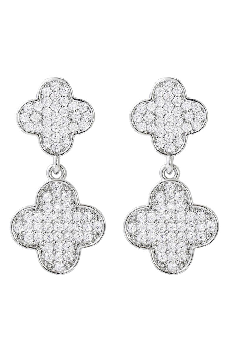 Adornia Clover Drop Earrings & Necklace Set, Alternate, color, Silver