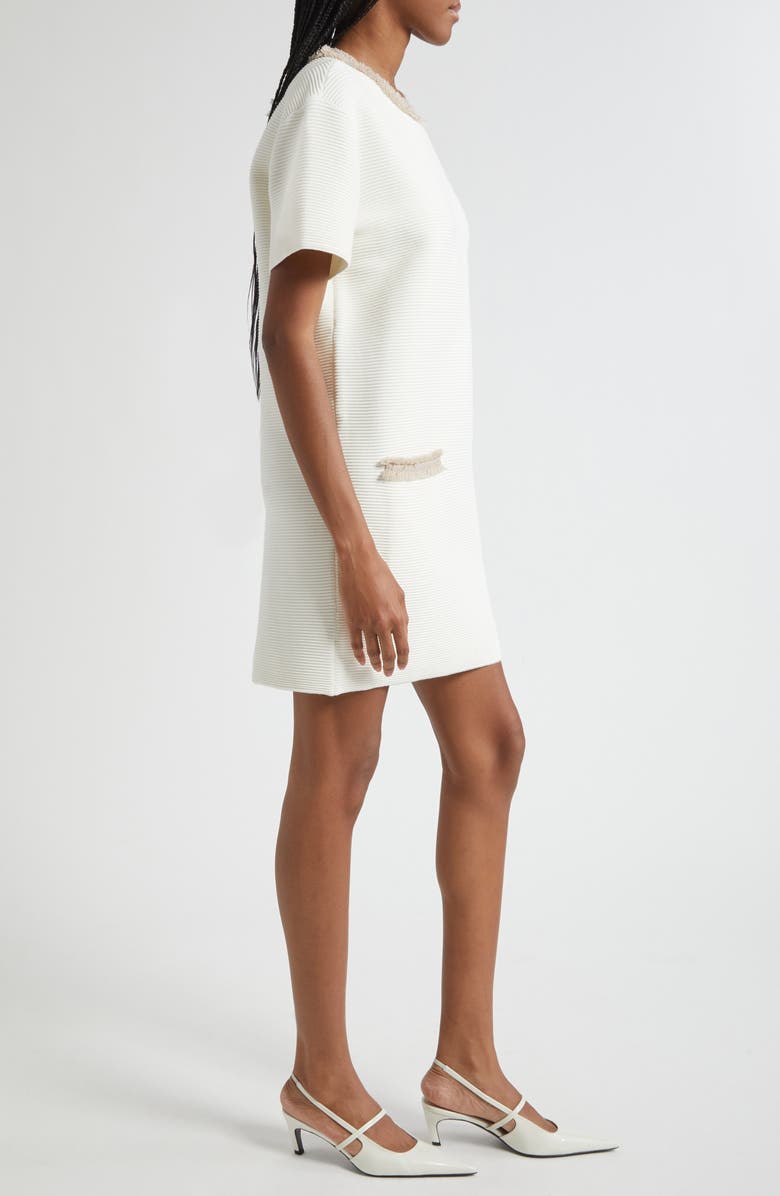 Emporio Armani Fringe Trim Dress, Alternate, color, Solid White