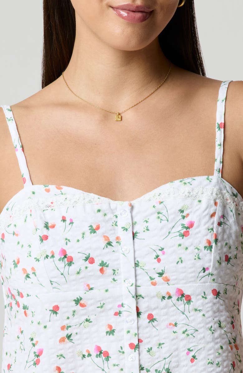 Florence by Mills Lace Trim Gingham Crop Stretch Cotton Camisole, Alternate, color, Strawberry